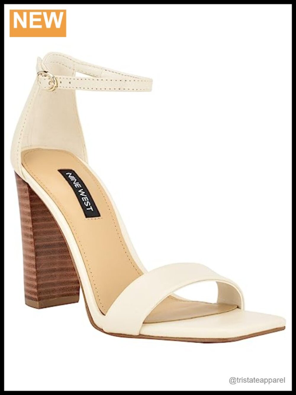 Nine West Marrie Block Heel Square Toe Ankle Strap Dress Sandal